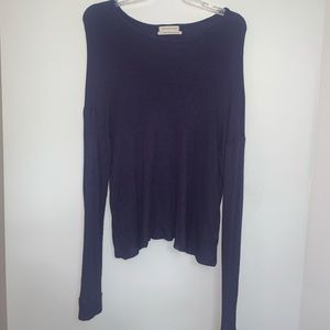 Urban Outfitters Navy Blue Long Sleeve Thermal Top